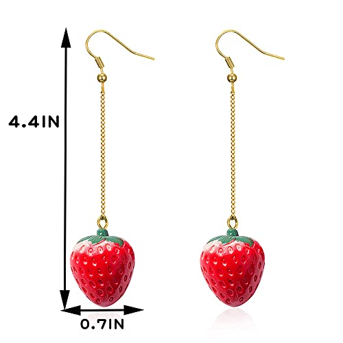 Cute Strawberry Earrings for Women-3D Acrylic Strawberry Drop Dangle Earring Costume Accessories Halloween Christmas Party Jewelry - style: B:Drop