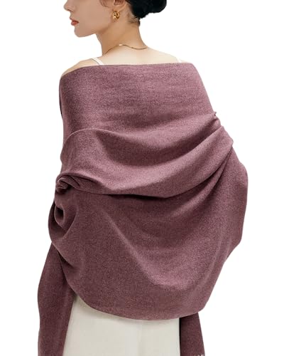 maamgic Women's Winter Scarf Soft Warm Scarf for Women Cozy Shawl Wraps for Women Lightweight Pashmina Style Wrap - color: Solid Reddish Brown