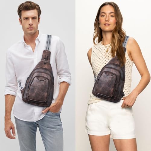 Leresas 10L Crossbody Sling Bag for Women Men Anti Theft Cross Body Fanny Pack Belt Bag Purse Gifts for Women Faux Leather, Coffee - color: 10l-coffee, size: 10L