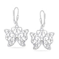 LeCalla 925 Sterling Silver Leverback Drop Earrings | Lightweight Italian Teardrop Dangle Earring for Women - color: Butterfly Filigree Drop