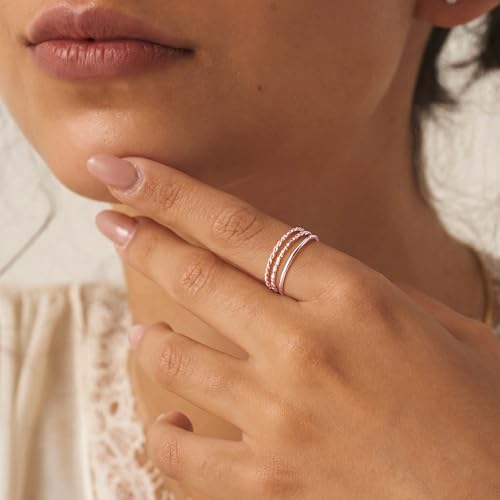 Gokeey Gold Rings for Women Non Tarnish, Dainty 14K Gold Plated Stackable Thin Thumb Ring Set Trendy Pinky Wedding Bands Engagement Rings for Women Size 4 5 6 7 8 9 10 11 - color: Rose Gold, size: 4