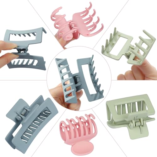 CHANDAT 3 Style Hair Accessories for Women: Medium Rectangle Clips for Thick Hair, Square Clips for Thin Hair - 9 pcs Colorful Set - color: Colorful