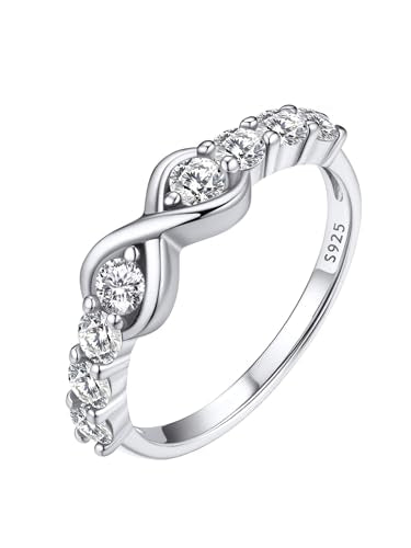 Custom4U Personalized Mothers Ring with 1-5 Birthstones Names Engraved 925 Sterling Silver/14K White Gold Plated Birthstone Rings for Women Promise Ring Birthday Jewelry Gifts for Mom Grandmother Wife - color: Half-eternity Infinity Ring (No Custom)