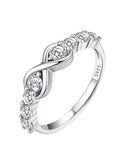 Custom4U Personalized Mothers Ring with 1-5 Birthstones Names Engraved 925 Sterling Silver/14K White Gold Plated Birthstone Rings for Women Promise Ring Birthday Jewelry Gifts for Mom Grandmother Wife - color: Half-eternity Infinity Ring (No Custom)
