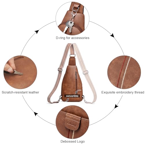 cakang Womens Sling Bag Crossbody Bags for Women Vegan Leather Sling Backpack Daypack Fanny Pack Crossbody Purse Travel - color: 4-brown