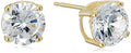 Amazon Essentials Plated Sterling Silver Cubic Zirconia Stud Earrings (Round & Princess) - color: White/Yellow Gold, size: 7.5 mm, style: Round Cut