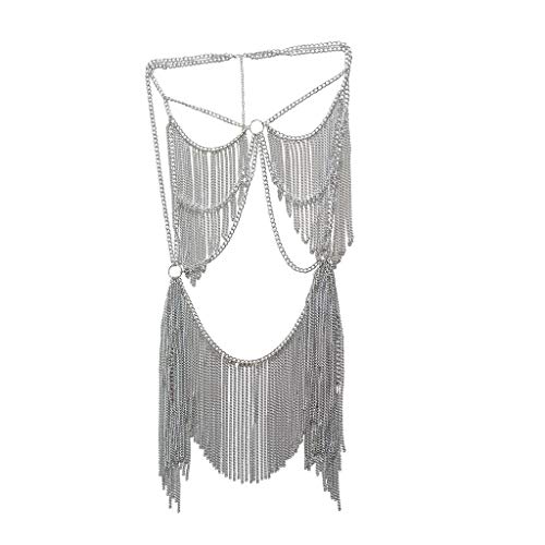 Women's Sexy Suit Body Chain - color: Silvery Color-Personality Hanging Needle Connected Body Chain-8