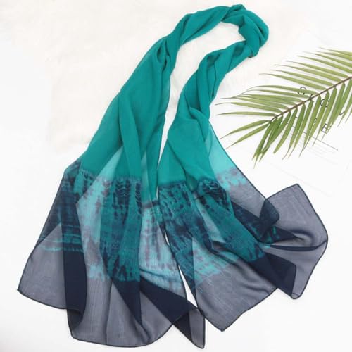 Xyueanlo Women's Chiffon Scarf Lightweight Scarves Fashion Elegant Floral Print Scarfs Shawls - color: Dark Green