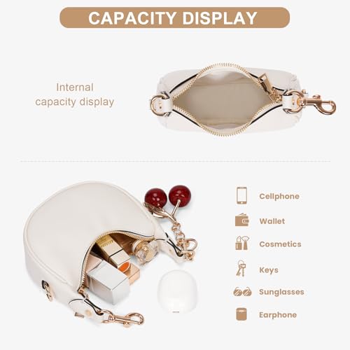 JQWSVE Small Top Handle Bags for Women Mini Purses Cute Ladies Handbags Crescent Mini Crossbody Bags with Cherry - color: A01-small-white