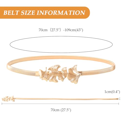 E-Clover Womens Fashion Metal Stretch Waist Skinny Belt Waistband - color: Gold-0022