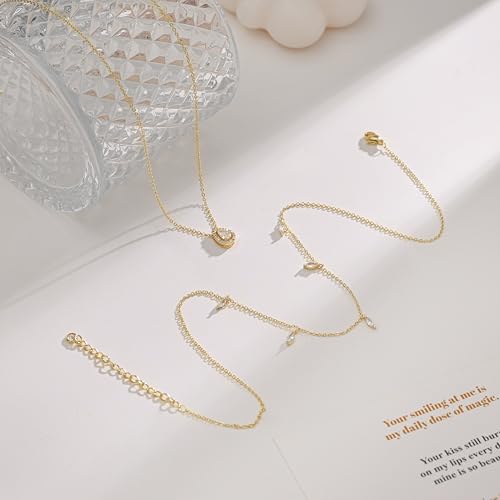 Layered Necklaces For Women,Dainty Gold Plated Necklace Stack Prom Layering Necklaces For Women Trendy Chain Cross Choker Necklace Set Fashion Accessories - color: 2set-cz