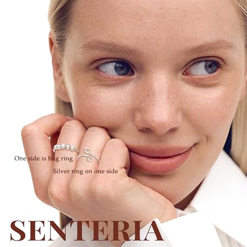 Senteria Anxiety Rings for Women Sterling Silver Rings Adjustable Stress Spinner Rings with Beads Fidget Rings for Anxiety Women - color: S925 ring-Style 2 daughter