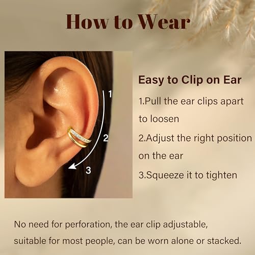 LOYALLOOK Ear Cuff Earrings for Women 14K Gold Plated Ear Cuffs Non Piercing Clip on Cartilage Earring Trendy Fake Earrings Hypoallergenic Huggie Hoop Clip Cuff Earring Lightweight - color: gold-twisted A