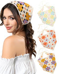 AWAYTR Crochet Head Scarf Hair Bandanas Women Knit Bandana Headband Scarf Tie-Back Head Coverings Floral Headscarf - color: Orange + Blue + Yellow