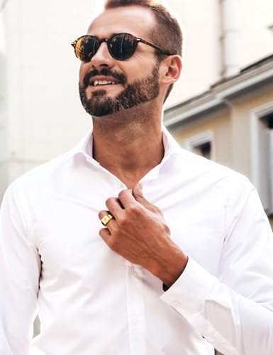King Will Men's Tungsten Signet Rings Thumb Pinky Biker Band Ring For Men High Polished Plain Wedding Statement Ring Comfort Fit Size 7-12 - color: Cross-Gold