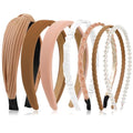 7 Pcs Headbands for Women Non Slip Headband Brown Knotted Headband for Women Pearl Headbands Different Fashion Headbands Hair Accessories - color: Brown