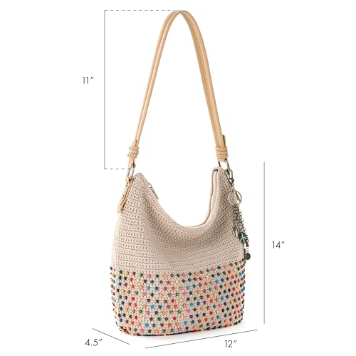 The Sak Sequoia Hobo Bag - Hand Crochet Large Women's Purse for Everyday & Travel - Durable Handbag & Tote With Zipper Pocket - color: Ecru Multi Bead