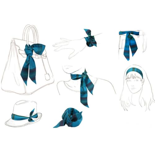 10 Pcs Long Thin Small Skinny Scarf Satin Neck Tie Ribbon Choker for Women Girls - color: Blue