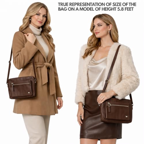 Leather Crossbody Bags for Women Small Soft Genuine Pebbled Sling Shoulder Handbag Crossover Purse with Full Adjustable Strap (Chocolate Nappa) - color: Chocolate Nappa