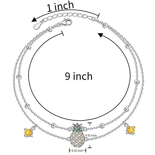 Anklets for Women S925 Sterling Silver Adjustable Beach Foot Ankle Bracelet Jewelry Gifts - style: Pineapple
