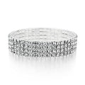 Zealmer Sparkle Multicolor Rhinestone Stackable Stretch Bracelets for Women - color: 4 Row Silver Bracelet