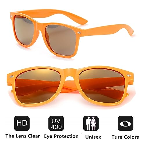 Eyegla Sunglasses Bulk Party Sunglasses Pack 80s Shades Eyewear Set for Men Women 8/10/20/30Pack - color: Orange 10 Pack