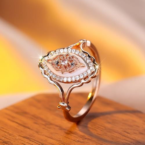 Simple Wave Lace Ring Women's Personalized Vintage Court Style Ring, Gold Rings for Women，Promise Rings for Her - color: Rose gold, size: 10