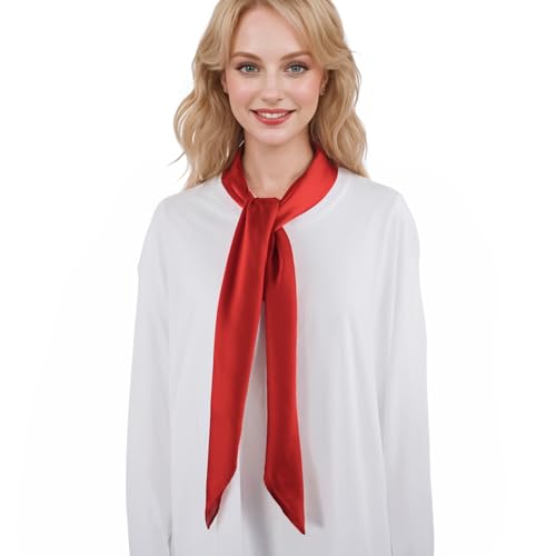 RIIQIICHY 35 Inch Head Scarf for Women Hair Scarf Like Silk Scarf Square Scarf Bandanas for Women - color: Red