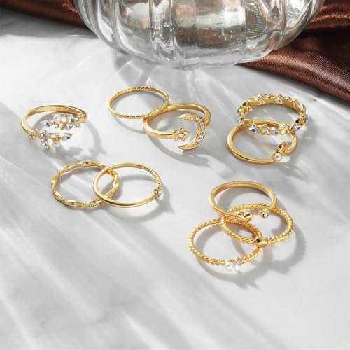 Knuckle Rings Set for Women,Simple Dainty Stackable Finger Ring Pack Minimalist Cute Butterfly Moon Heart Rings Boho Statement Jewelry Size Mixed - style: Style-A