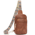 BOSTANTEN Sling Bag Quilted Crossbody Bags for Women Cross Body Purse Leather Fanny Pack with Adjustable Guitar Strap - color: A-brown