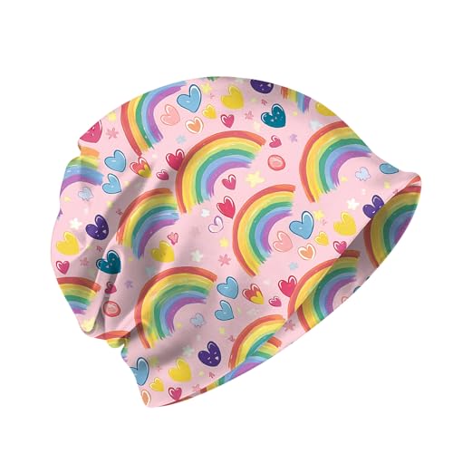 Chemo Caps Slouchy Beanie Hat Stretch Cancer Head Wraps Turban Sleep Headwear Scarf for Women Girls Men - color: I-8-rainbow