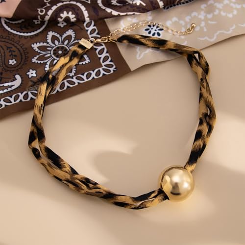 Scarf Necklace with Charm Gold Starfish Chunky Cross Heart Flower Pendants Bandana Charm Necklace Western Scarf for Women Boho Cowgirl Country Cowboy Accessories Beach Vacation Vacation Outfits Jewelry - color: A3-Scarf Necklace With Round Charm