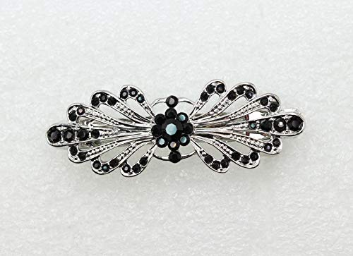 Faship Black Small Mini Floral Hair Barrette Clip - color: Black