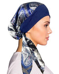 Chemo Headwear for Women Head Scarf Headwraps Silky Soft Turbans for Women Cancer Hats Chemo Beanie Coverings Scarves - color: C Blue Floral Pattern 3