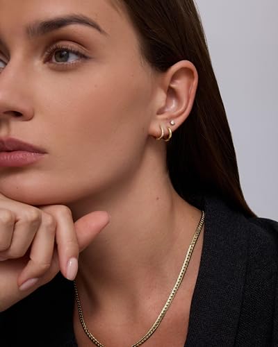 PAVOI Waterproof Huggie Hoop Earrings Set for Women - Stainless Steel Pack of 3 with Cubic Zirconia - Huggie Hoops, Stud & Luxe Styles - Trendy Fashion Piercing Jewelry - color: White Gold
