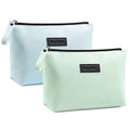 MAANGE Cosmetic Bags for Women Small Makeup Bag for Purse Pu Leather Makeup Pouch Travel Makeup Bag with Zipper Make Up Bag for Travelling - color: Blue + Green
