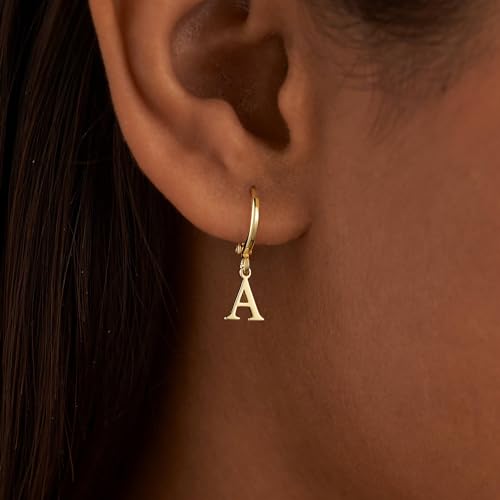 IEFWELL Earring for Teen Girls - Initial Hoop Earrings, Hypoallergenic Small 14K Gold Plated Huggie Hoop Earring, Dangle Earrings for Women Girls Jewelry Gifts for Women Mom - color: B