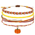 Beach Summer Ankle Bracelet for Women Handmade Braided Adjustable String Anklets Waterproof Surfer Bracelet - color: Pumpkin