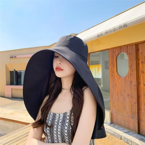 Sun Hats for Women Sun Protection Wide Brim Shawl with Neck Flap Hiking Visor Hat Outdoor Summer Beach - color: Khaki