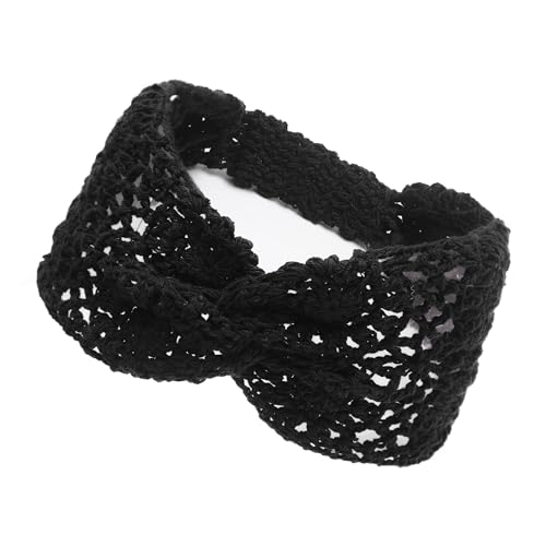 ZLYC Women Headband Handmade Crochet Knit Boho Flower Hair Bands (Twist Knotted Black) - color: Twist Knotted Black