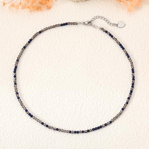 JSJOY Tiny Crystal Beaded Choker Necklaces for Women Colorful Beaded Necklace Dainty Choker Necklaces Simple Boho Jewelry Gifts for Teens Handmade Shining Bead Necklaces Gifts - color: Dark Black