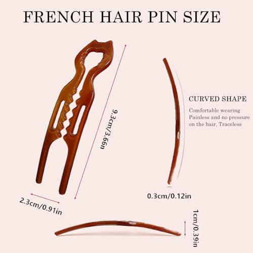 Small Prestige Hair Pins, 6PCS French Hair Pin for Women Girls, Double-Notch Locking Mechanism Anti-Loosening Hairpins, U-Shaped Hair Styling Pins Strong Hold Hair Fork for All Hair Types Wedding Prom - color: Cat shape