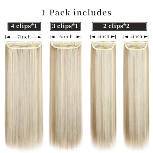Hair Extensions Straight Clip in Hair Extensions Clip ins - Soft and Thick (20 Inches, 4Pcs, 16H613#) - color: 16H613#