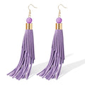 Coiris Boho Leather Layered Tassel Earrings for Women Lightweight Leather Fringe Dangle Earrings Handmade Bohemian Summer Beach Western Drop Earrings for Women - color: Purple