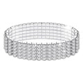 Kucheed Rhinestone Stretch Bracelets, Twinkle Diamond Tennis Bangle, Silver Crystal Sparkling Bridal Stackable Bracelet Jewelry, Bling Shining Wedding Party Elastic Band Bracelet for Women - color: Silver - 5 Rows