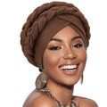 African Women Turban Caps Pre-Tied Twisted Turbans Head Scarf for Women Hair Wraps Cover Beanie Cancer Chemo Headwear - color: 1 Pack Double Twisted Braid A: Coffee