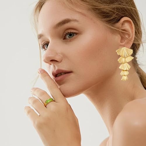 Gold/Silver Shell Dangle Earrings for Women Seashell Drop Dangle Earrings Ocean Beach Earrings Summer Jewelry - color: 14 Gold Plated