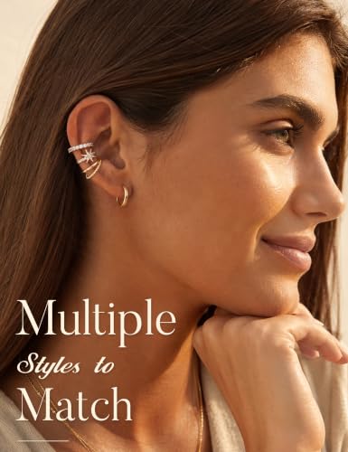 LOLIAS 4 Pairs Ear Cuffs Non Piercing - 14K Gold Plated Ear Cuff Earrings for Women Ear Cuff for Non Pierced Ears Clip on Cartilage Earring Adjustable Fake Earrings Set - style: Stars -14K Gold Plated