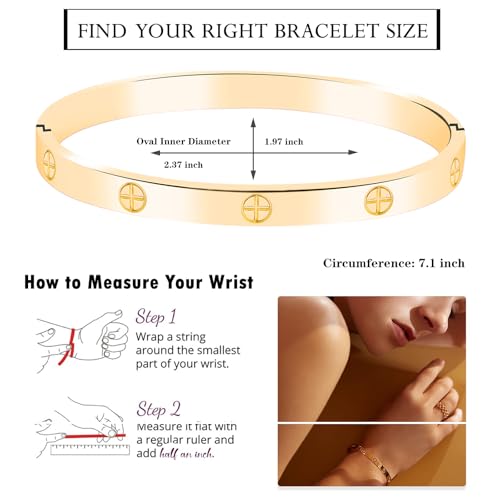 2-Pack Friendship Bracelets for Women - 18K Gold Plated Titanium Steel Cuff Love Bangle Set with Cubic Zirconia | Sister Jewelry Gift, Eco-Friendly Packaging, Durable Everyday Wear - size: Medium