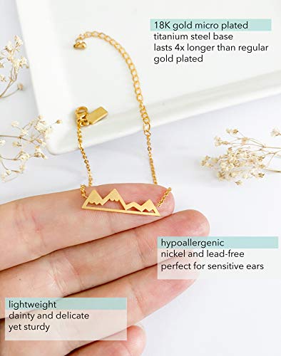 Altitude Boutique Mountain Bracelet, Mountain Jewelry, Snowy Peaks Bracelet for Nature Lovers, Skiers, Hikers, Campers - color: Gold
